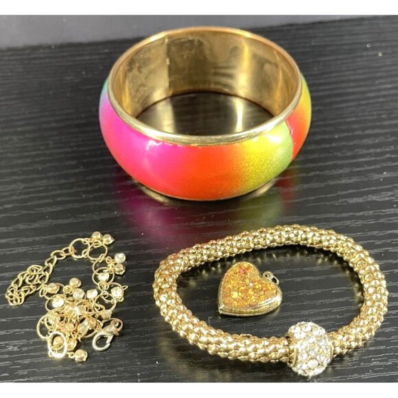 Assorted Costume Jewelry Set - Bangles Bracelets Earrings & Necklaces In Vibrant - Picture 5 of 8